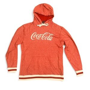 J. America Peppered Fleece Lapover Coca Cola Hooded Sweatshirt
